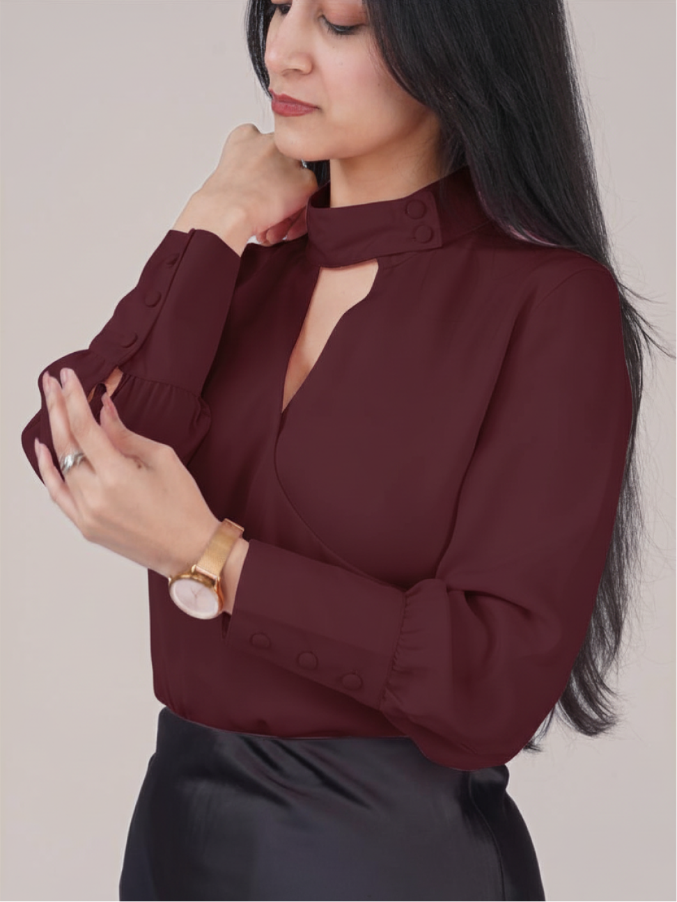 ASYMMETRIC HIGH NECK TOP
