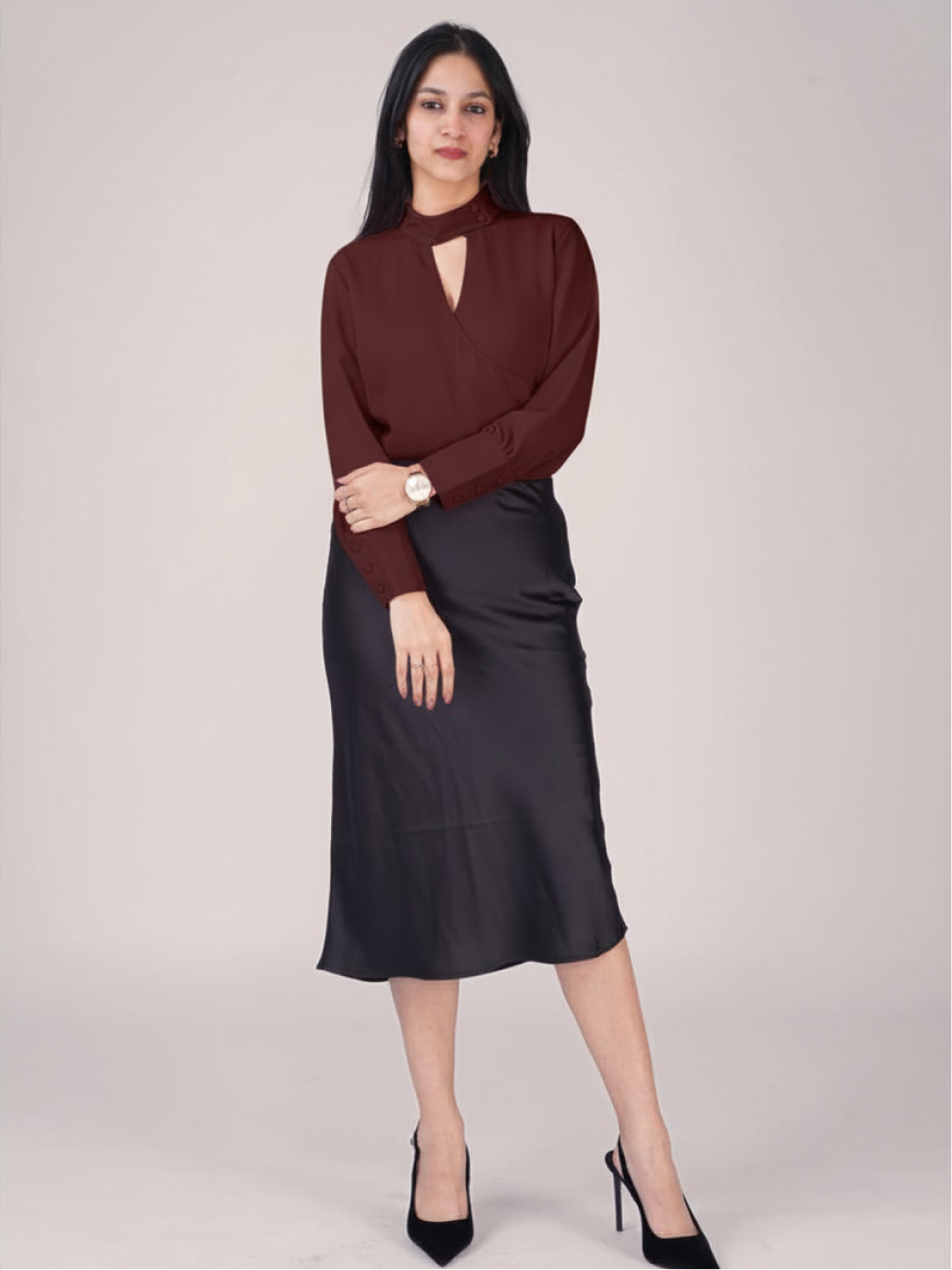 ASYMMETRIC HIGH NECK TOP