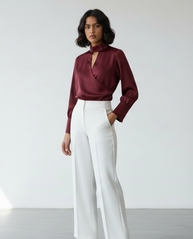 asymmetric high neck top