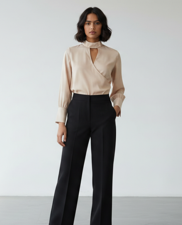 asymmetric high neck top