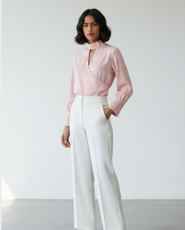 asymmetric high neck top